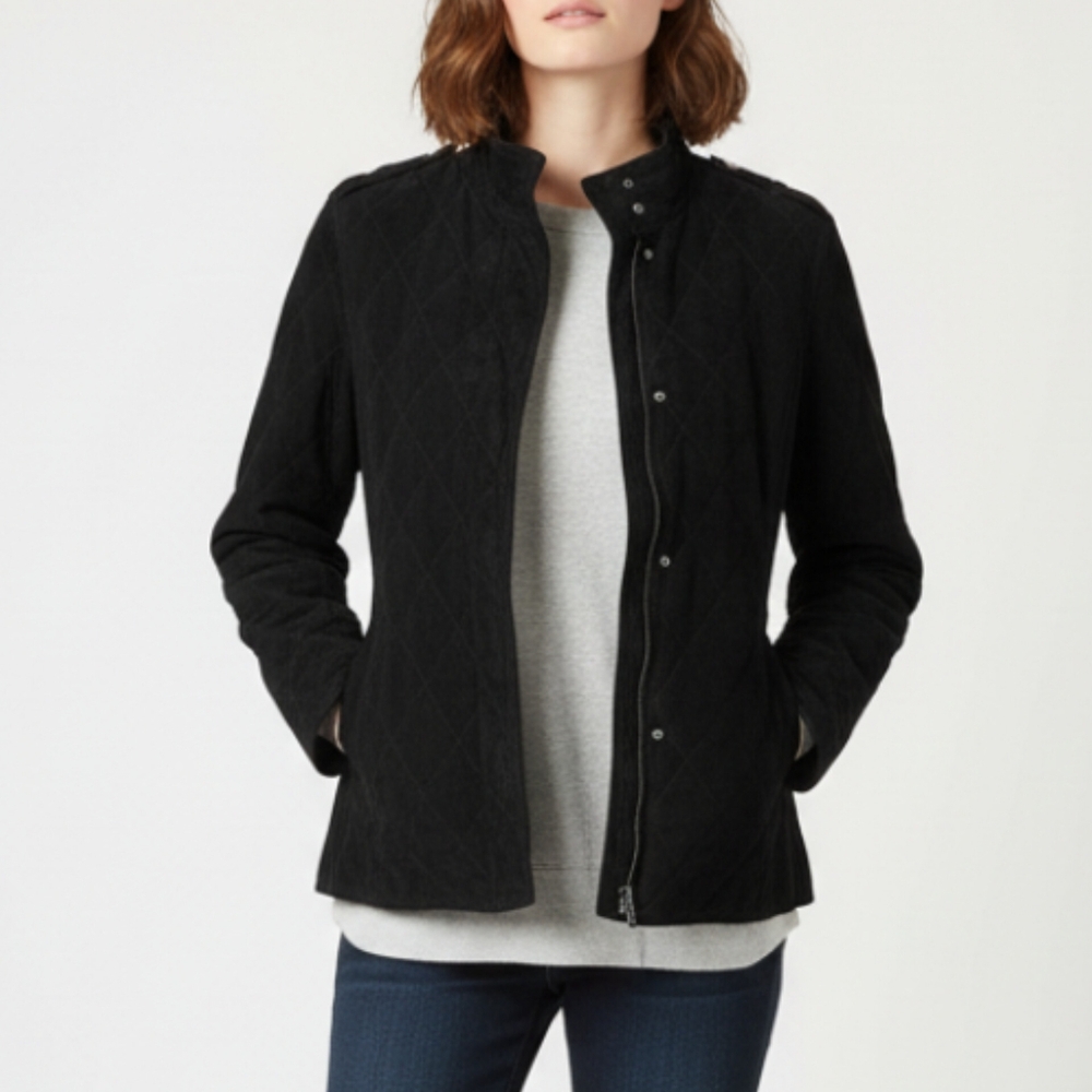 Quilted Leather Black Jacket, House of Carrington - Size M